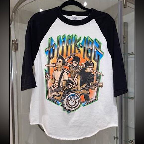 Blink- 182 baseball Raglan concert black T-shirt summer 2009 - Picture 1 of 3